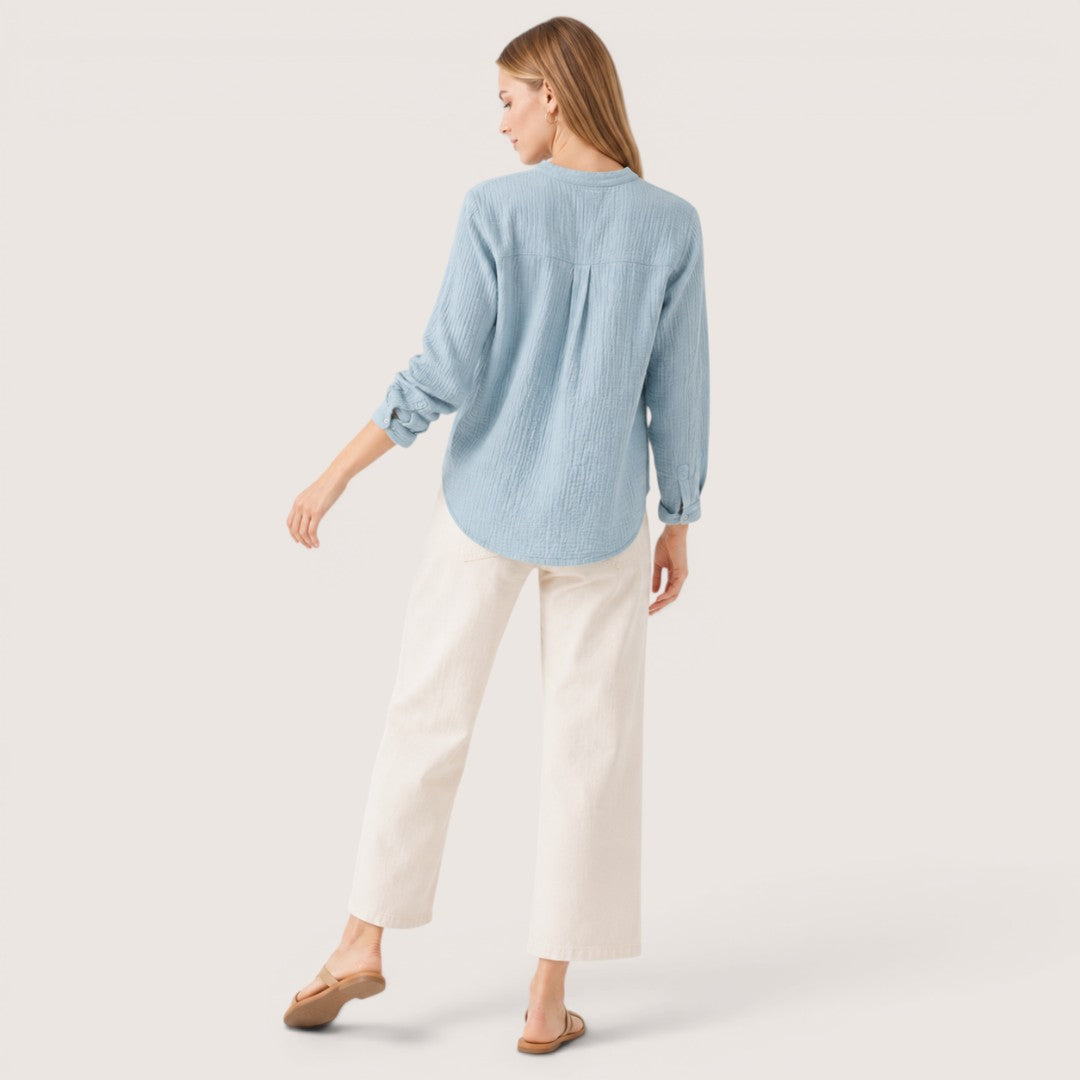Roselune | Women’s Relaxed Textured Henley Blouse