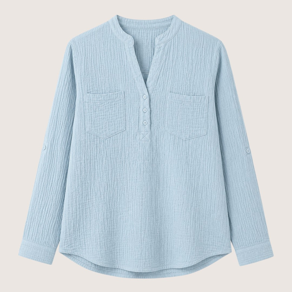 Roselune | Women’s Relaxed Textured Henley Blouse