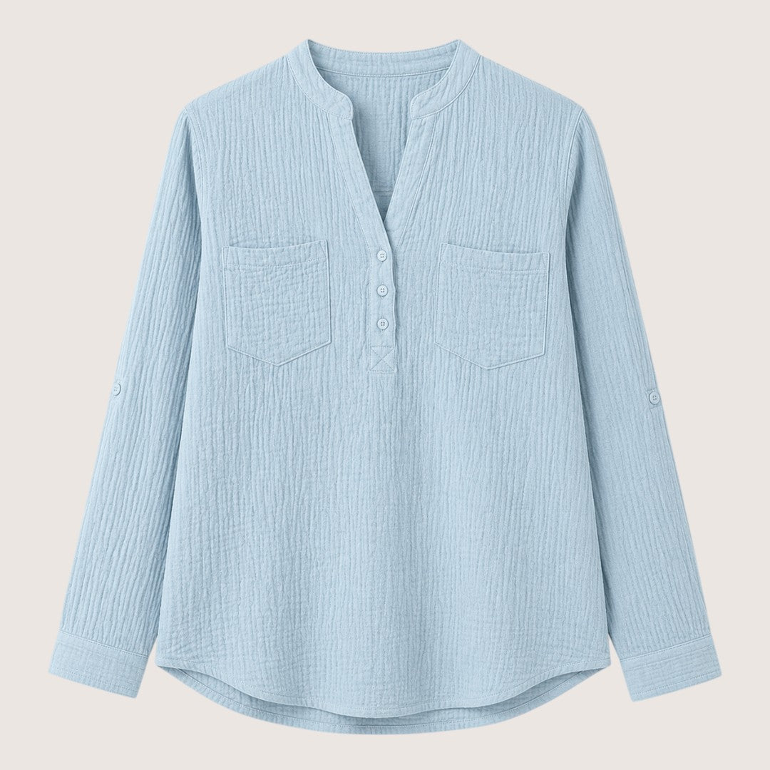 Roselune | Women’s Relaxed Textured Henley Blouse