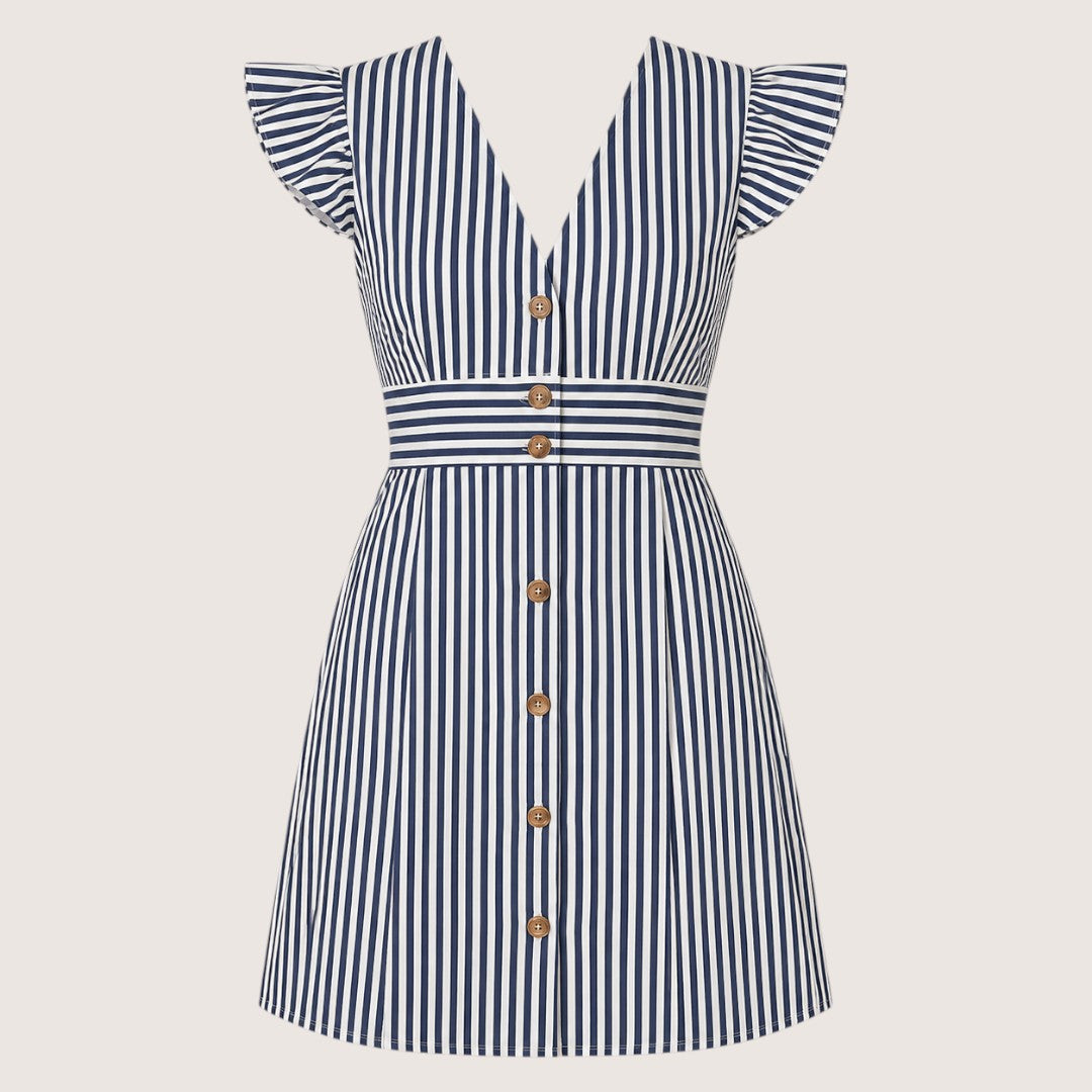 Veralisse | Women’s Striped Button Front Mini Dress