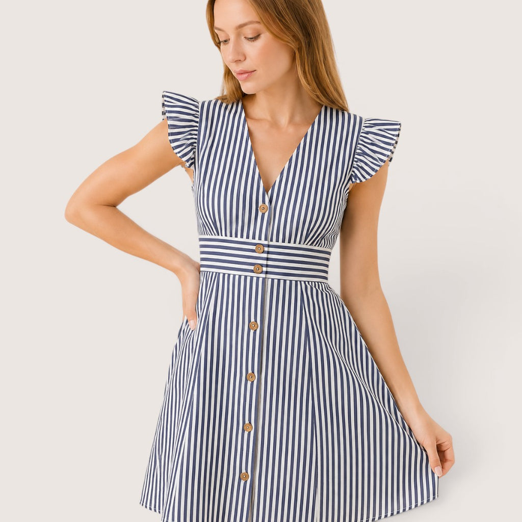 Veralisse | Women’s Striped Button Front Mini Dress