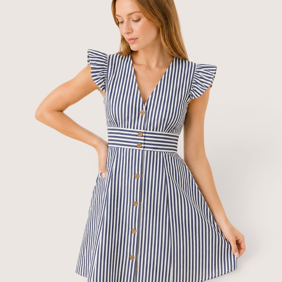 Veralisse | Women’s Striped Button Front Mini Dress