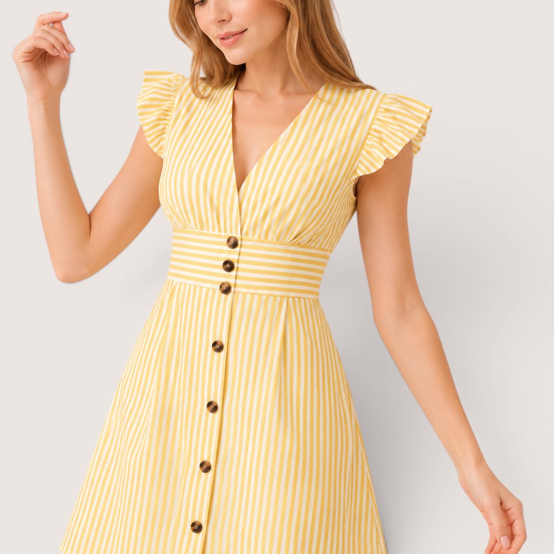 Veralisse | Women’s Striped Button Front Mini Dress