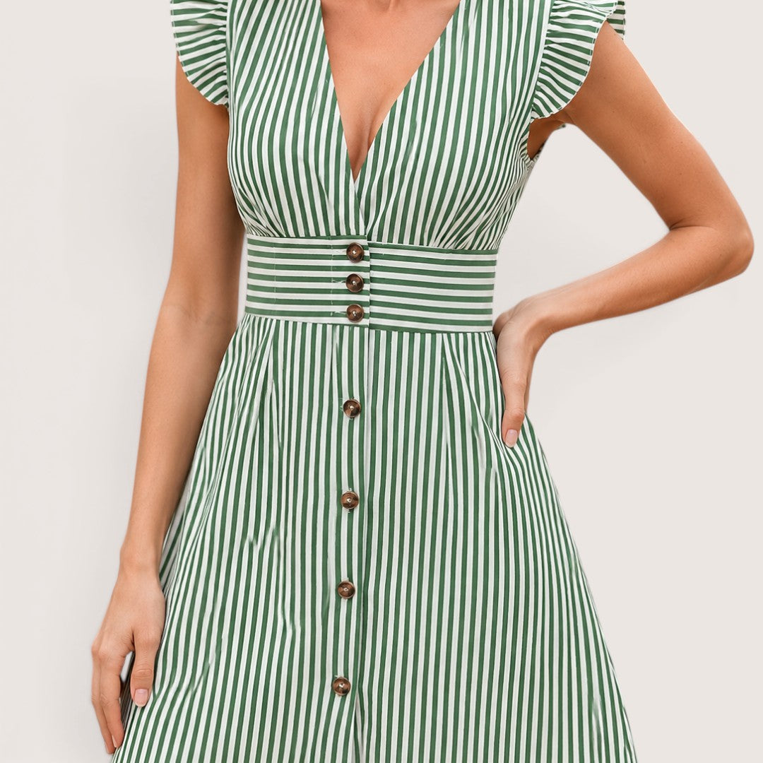 Veralisse | Women’s Striped Button Front Mini Dress