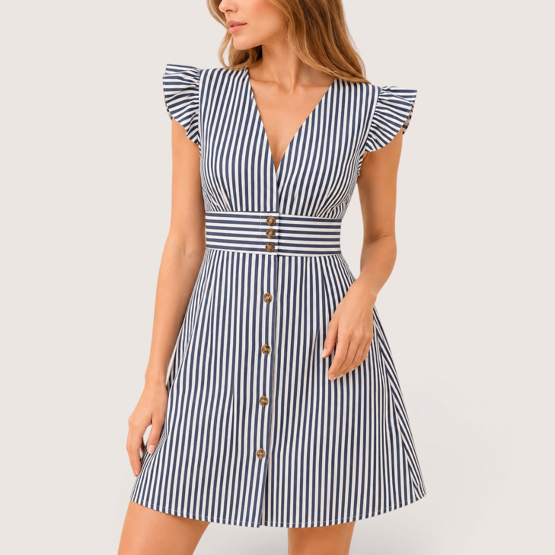 Veralisse | Women’s Striped Button Front Mini Dress
