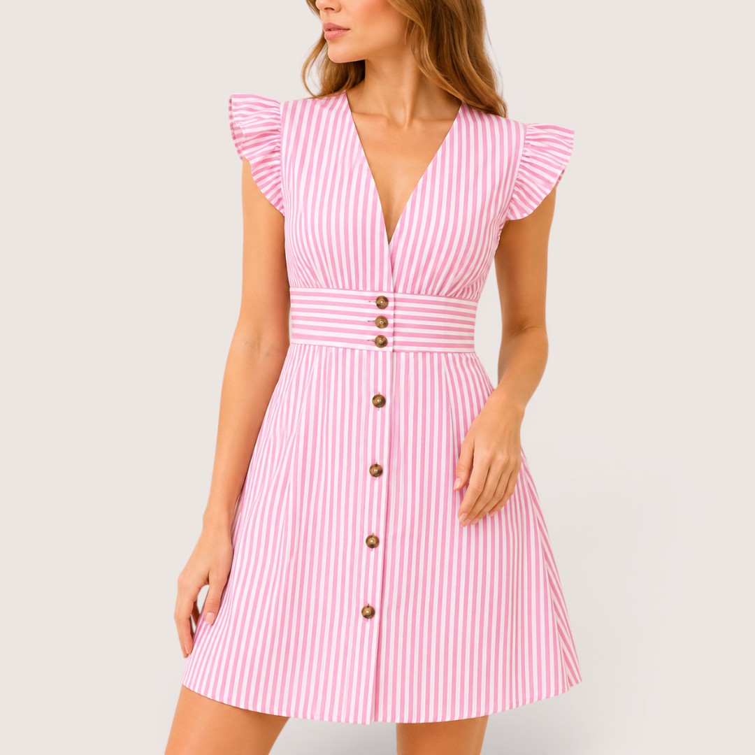 Veralisse | Women’s Striped Button Front Mini Dress