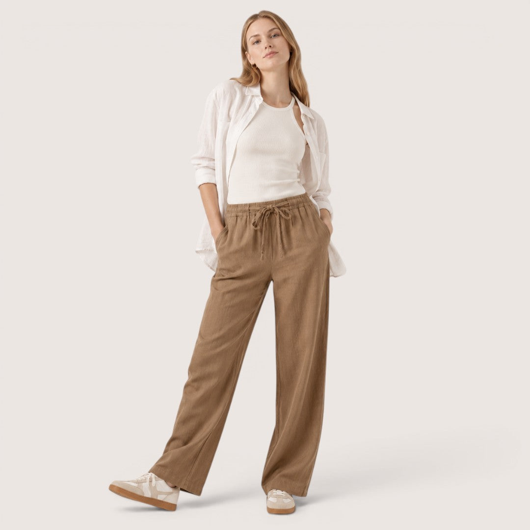 Lunavelle | Women’s High-Waist Linen Tie Pants