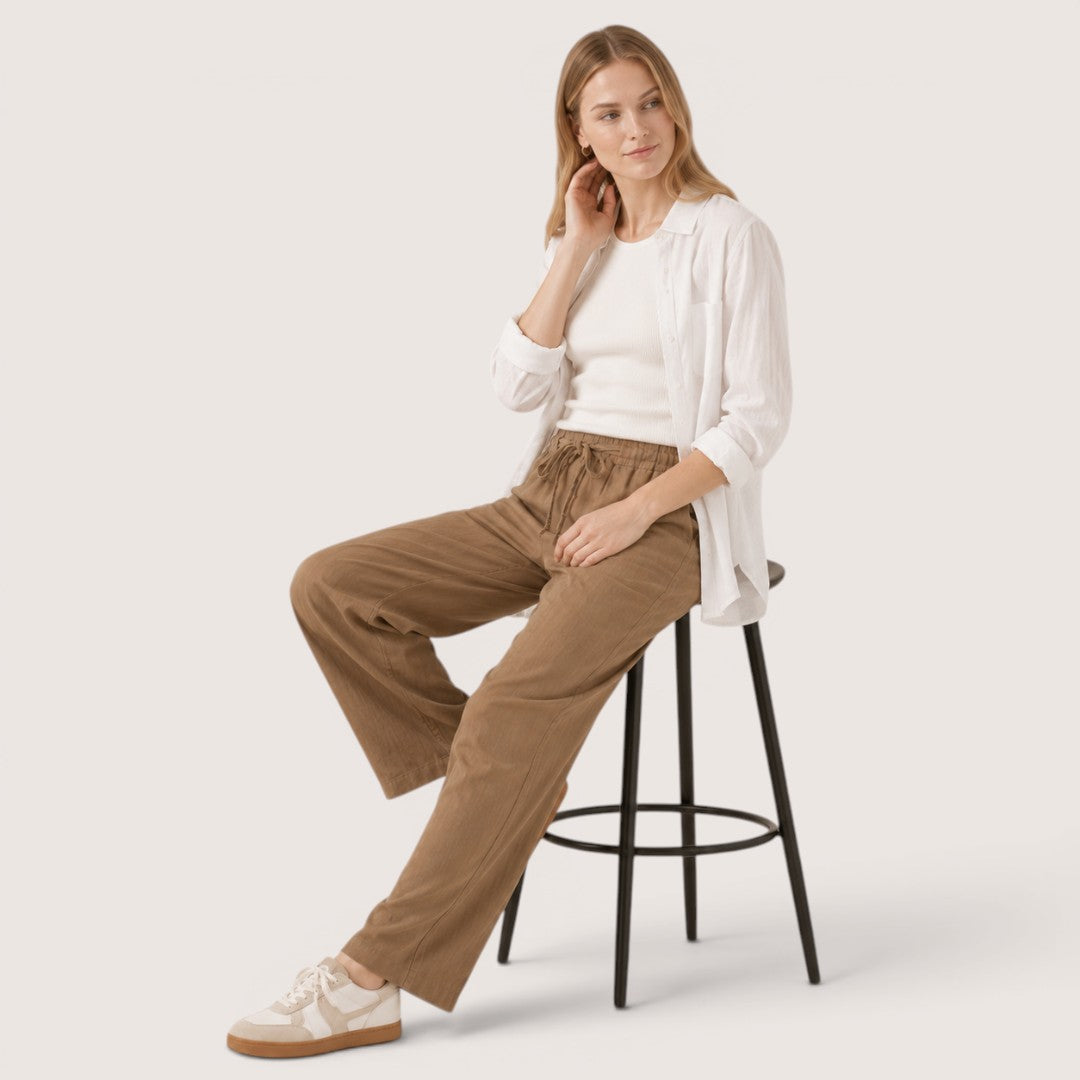 Lunavelle | Women’s High-Waist Linen Tie Pants