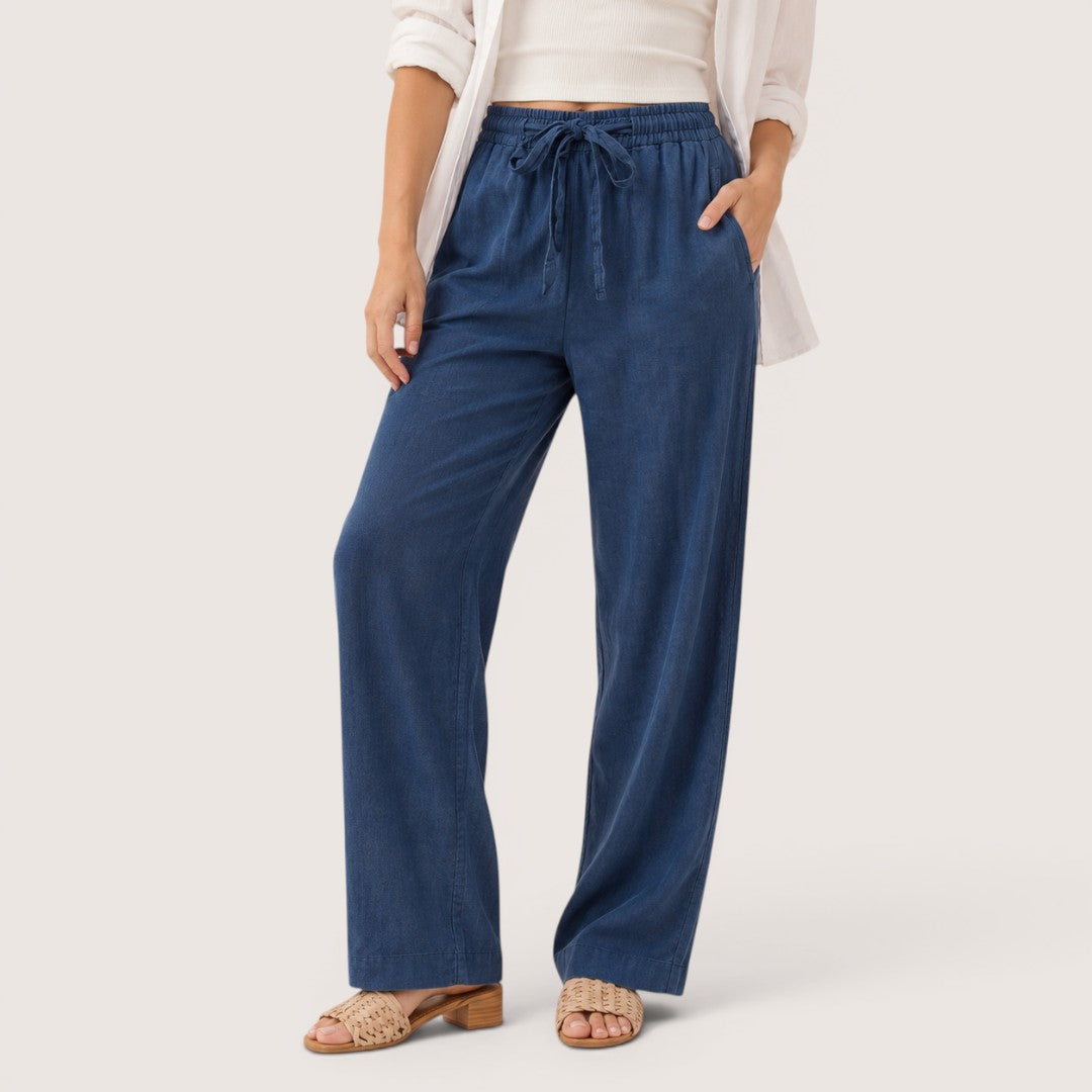 Lunavelle | Women’s High-Waist Linen Tie Pants