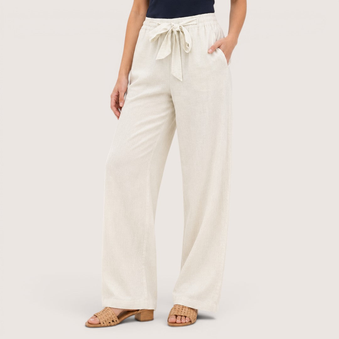 Lunavelle | Women’s High-Waist Linen Tie Pants