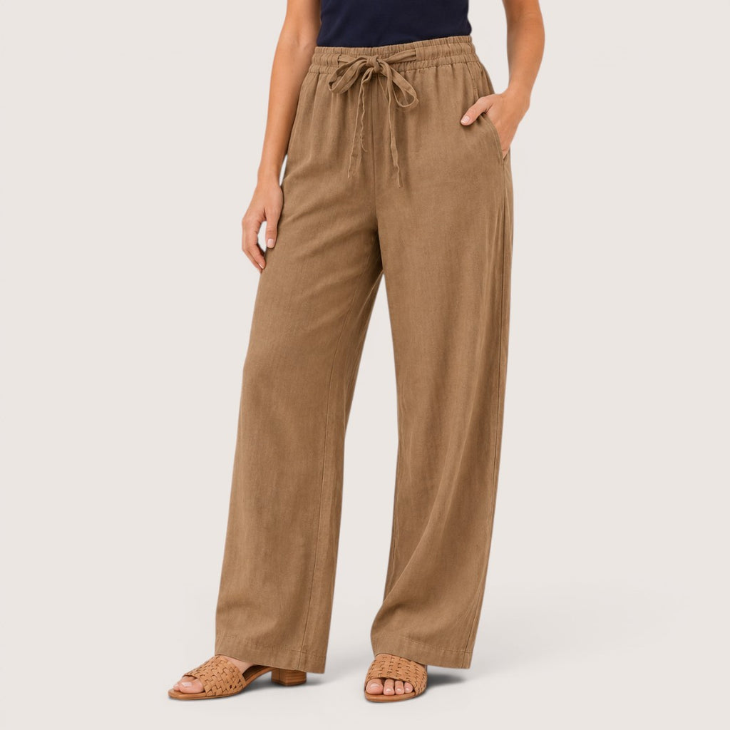 Lunavelle | Women’s High-Waist Linen Tie Pants