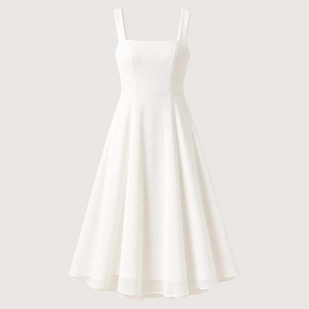 Lunara | Women’s Square Neck A-Line Midi Dress