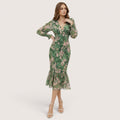 Solmira | Women’s Floral V-Neck Ruffle Midi Dress