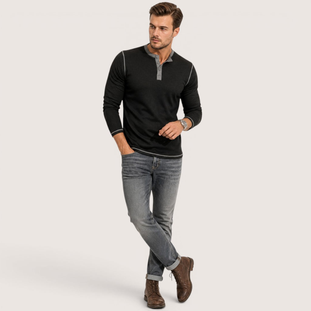 Varex | Men’s Textured Henley Long Sleeve Shirt
