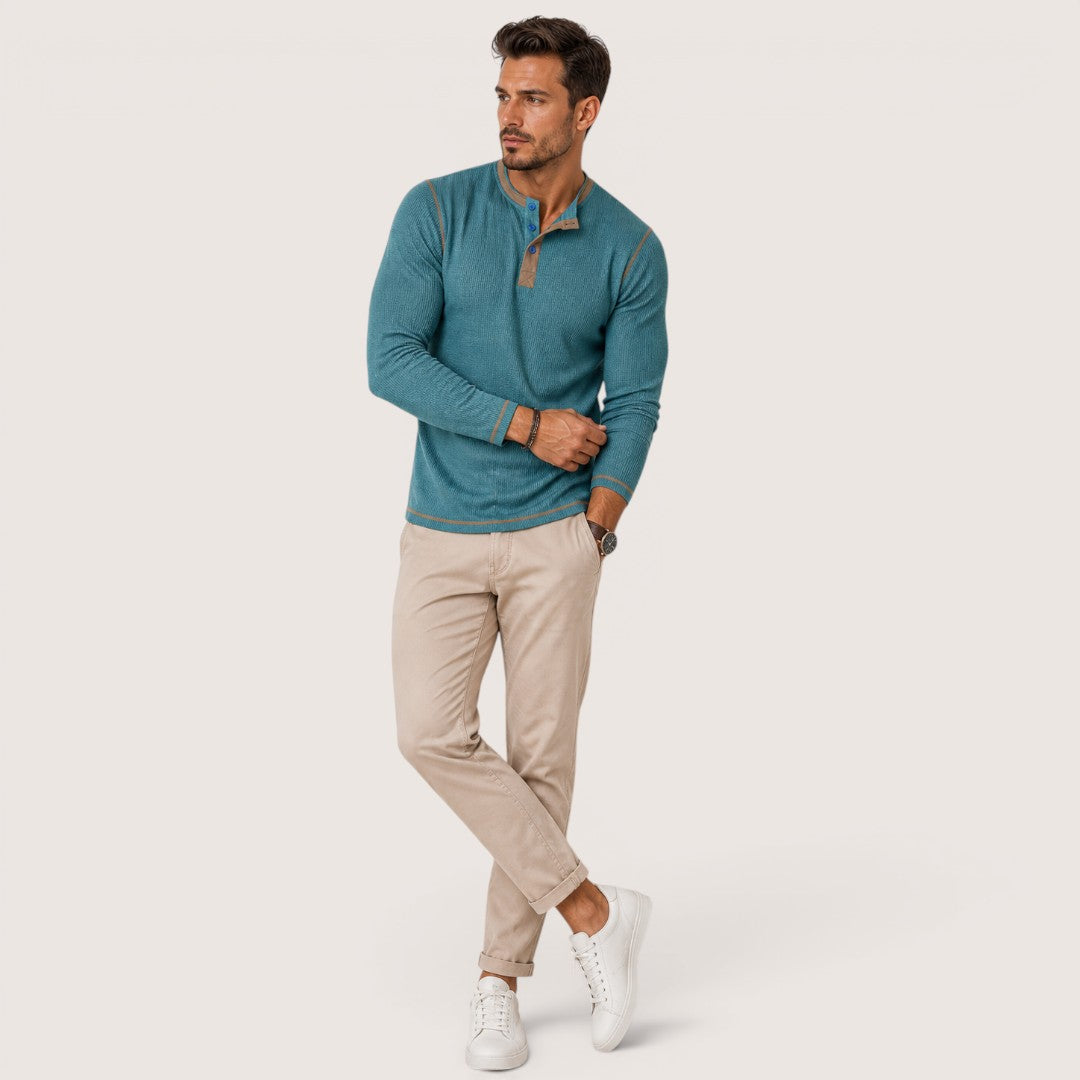 Varex | Men’s Textured Henley Long Sleeve Shirt