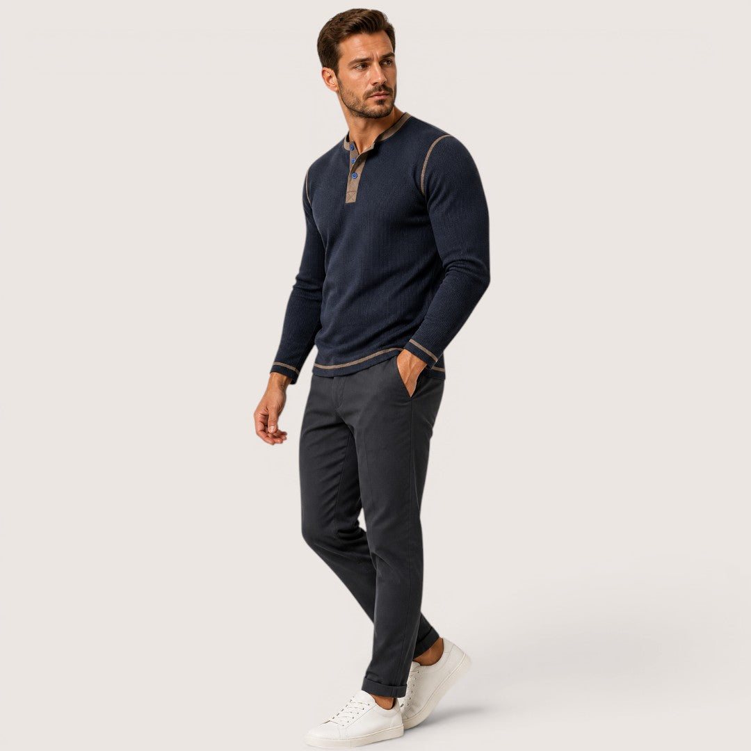 Varex | Men’s Textured Henley Long Sleeve Shirt