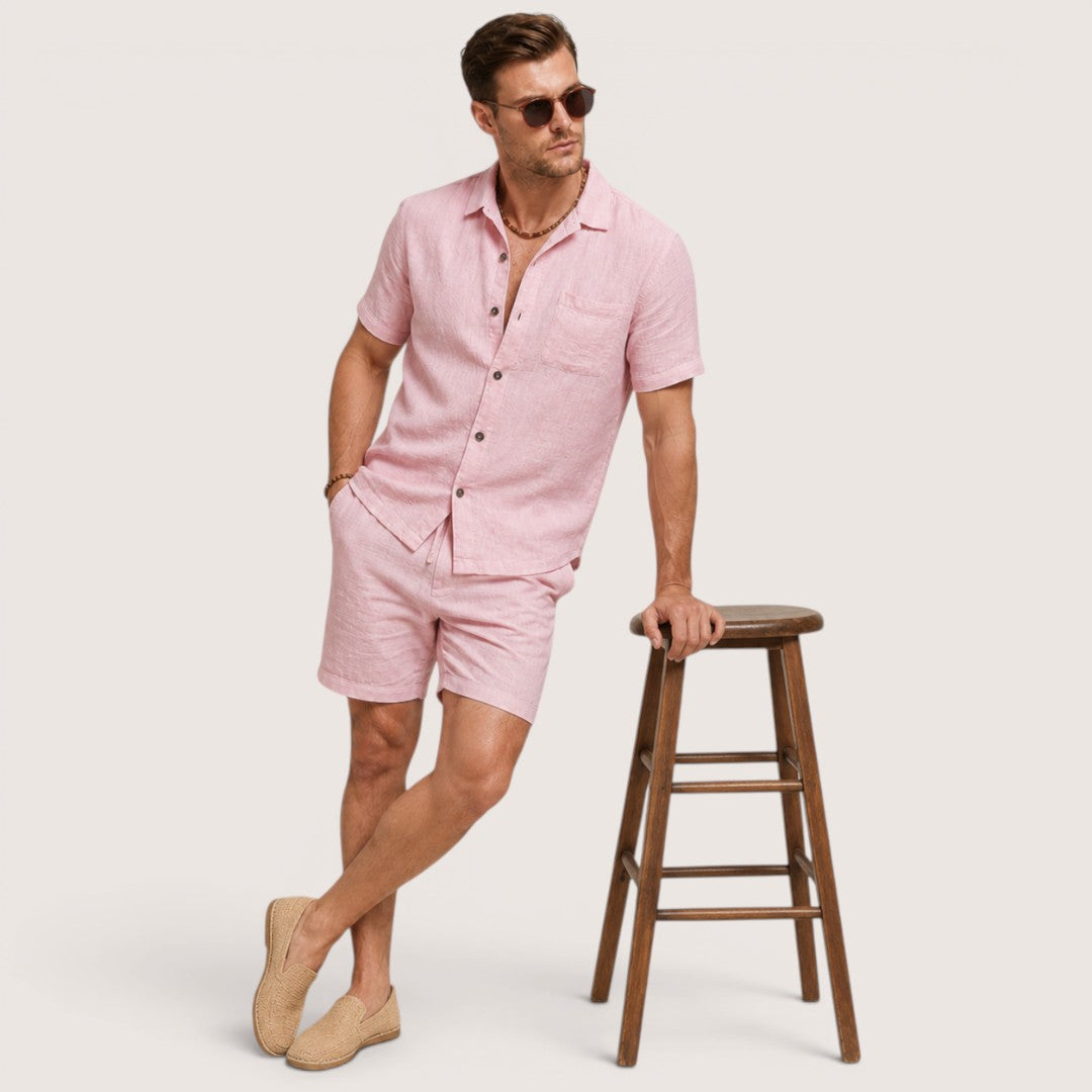Marvello | Men’s Linen Short Sleeve Set