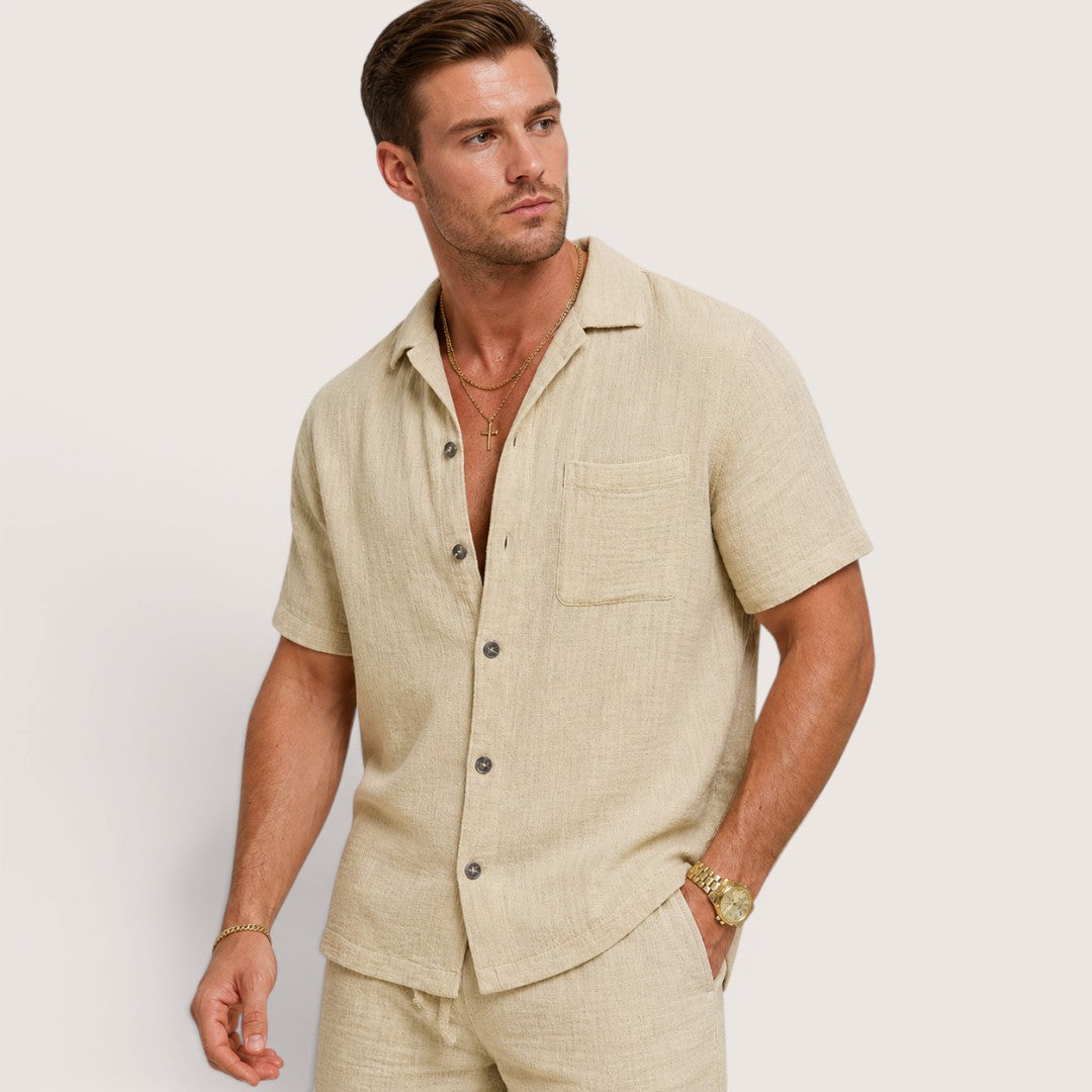 Marvello | Men’s Linen Short Sleeve Set
