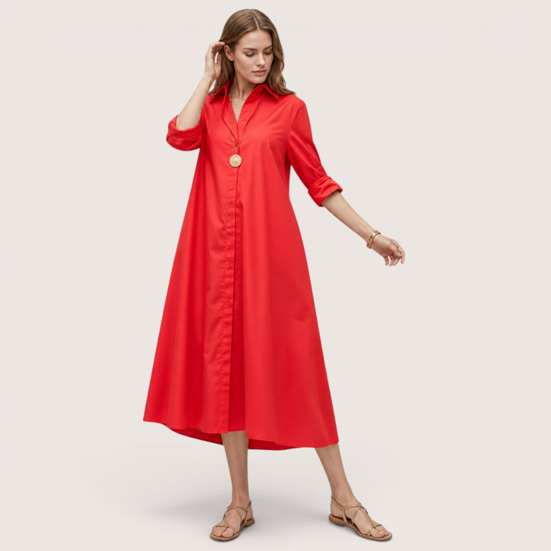Elviera | Women’s Button-Down Shirt Midi Dress