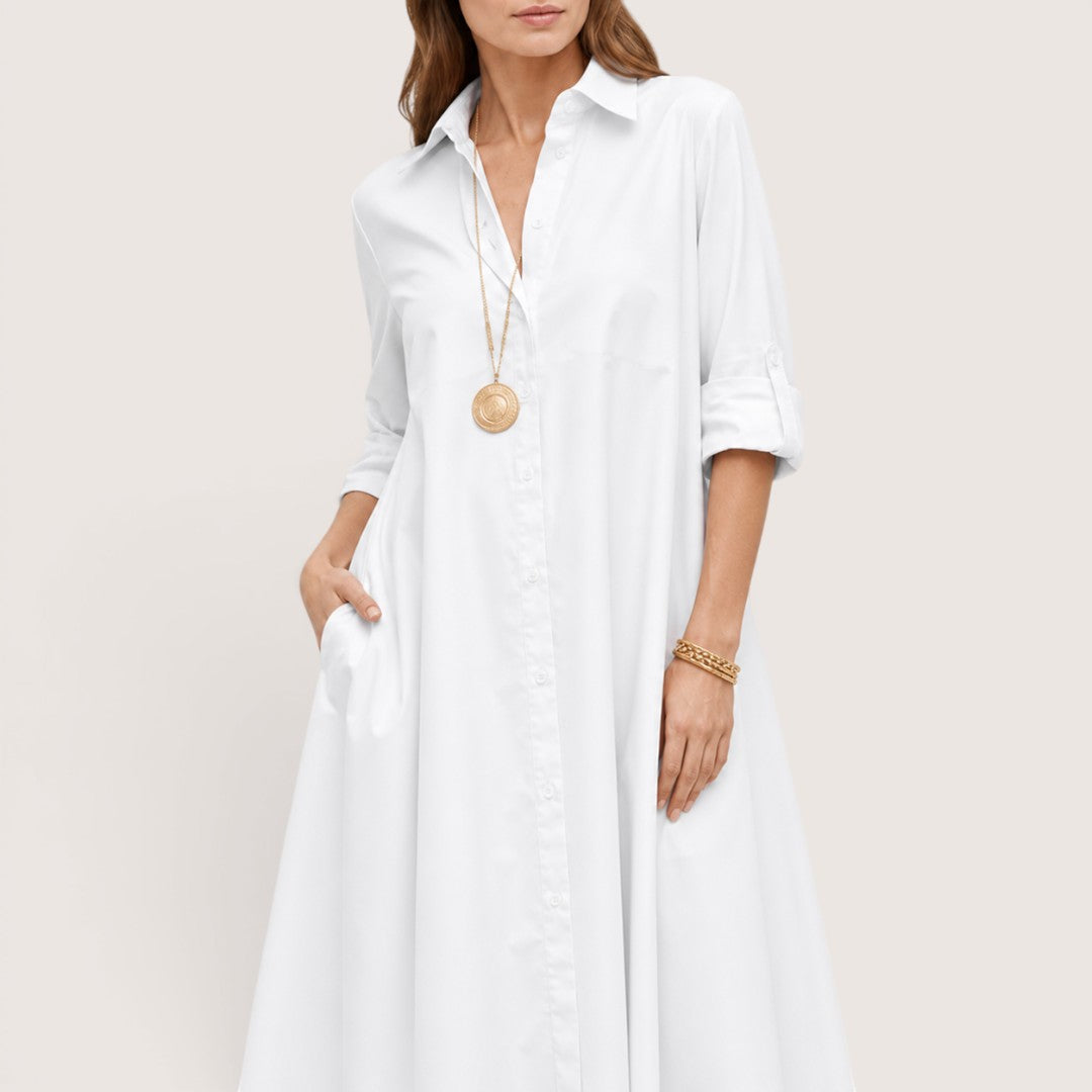 Elviera | Women’s Button-Down Shirt Midi Dress