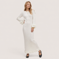 Elowra | Women’s Ribbed Knit Ruffle Maxi Dress