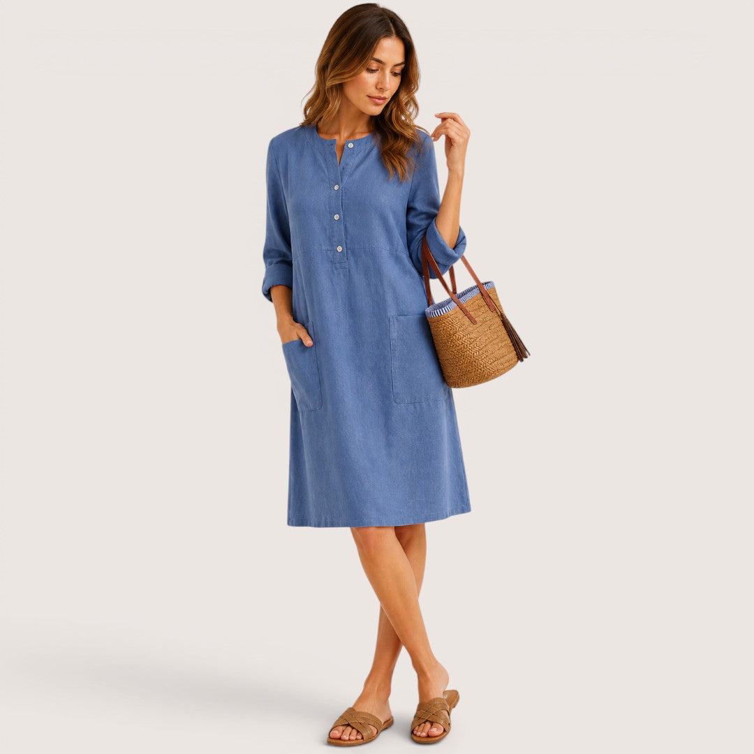 Corena | Women’s Button-Front Casual Shift Dress