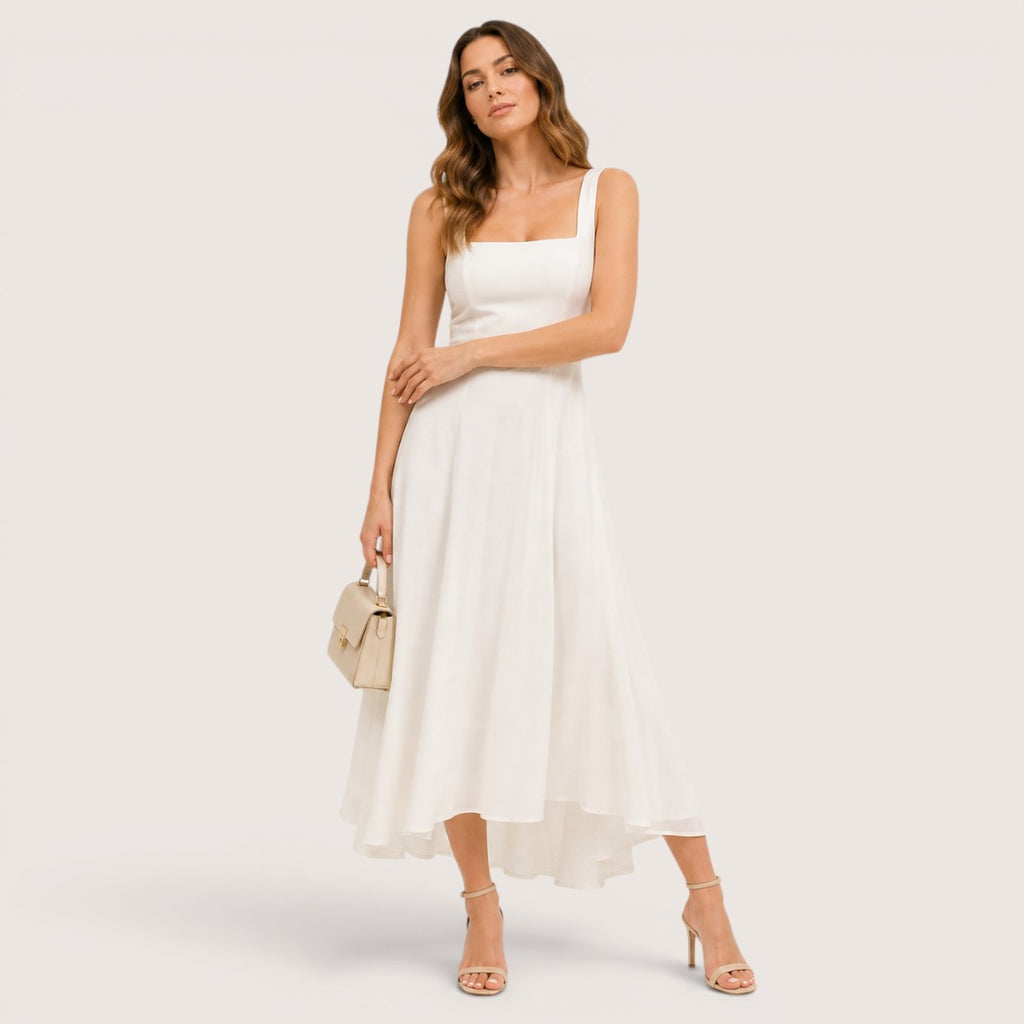 Lunara | Women’s Square Neck A-Line Midi Dress