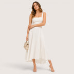 Lunara | Women’s Square Neck A-Line Midi Dress