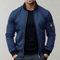 Declan | Men's Slim Fit Zip-Up Ribbed Collar Bomber Jacket