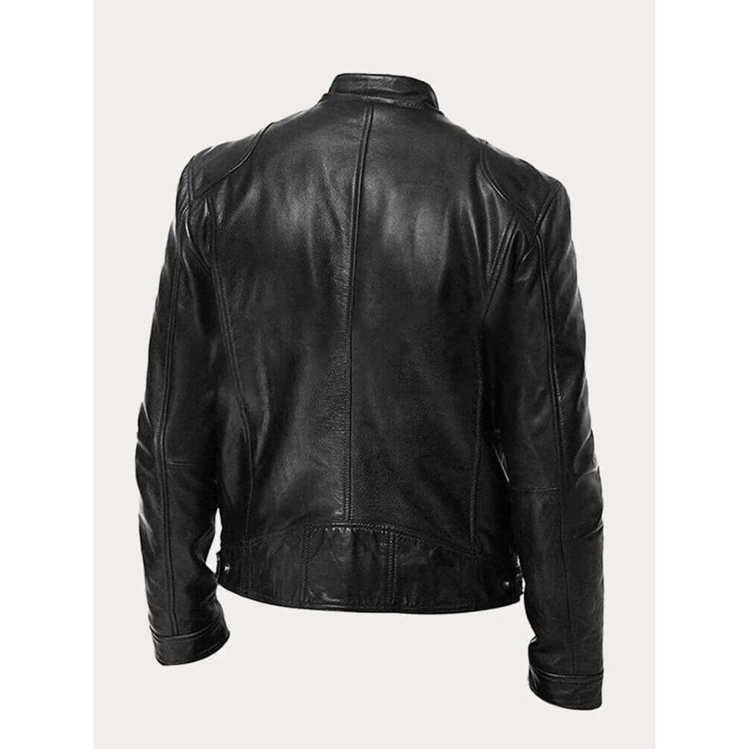 Dorian | Men's Leather Biker Jacket With Zip Pockets