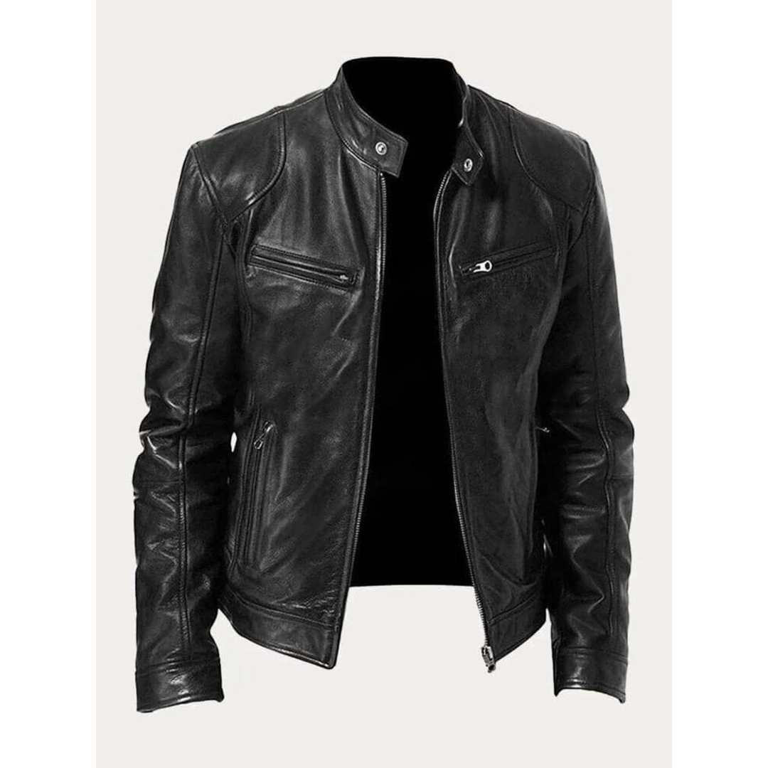 Dorian | Men's Leather Biker Jacket With Zip Pockets