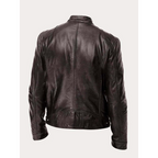 Dorian | Men's Leather Biker Jacket With Zip Pockets