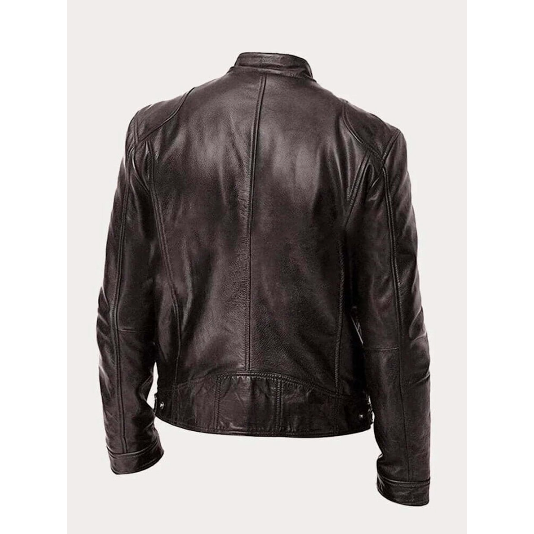 Dorian | Men's Leather Biker Jacket With Zip Pockets