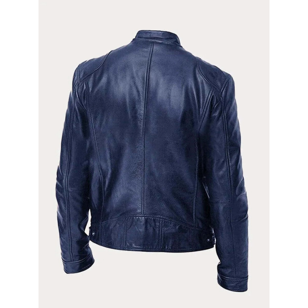 Dorian | Men's Leather Biker Jacket With Zip Pockets
