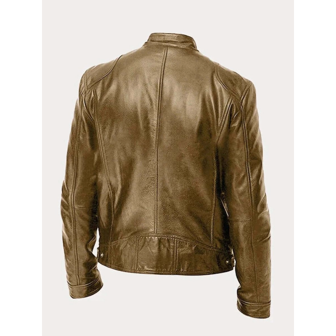 Dorian | Men's Leather Biker Jacket With Zip Pockets