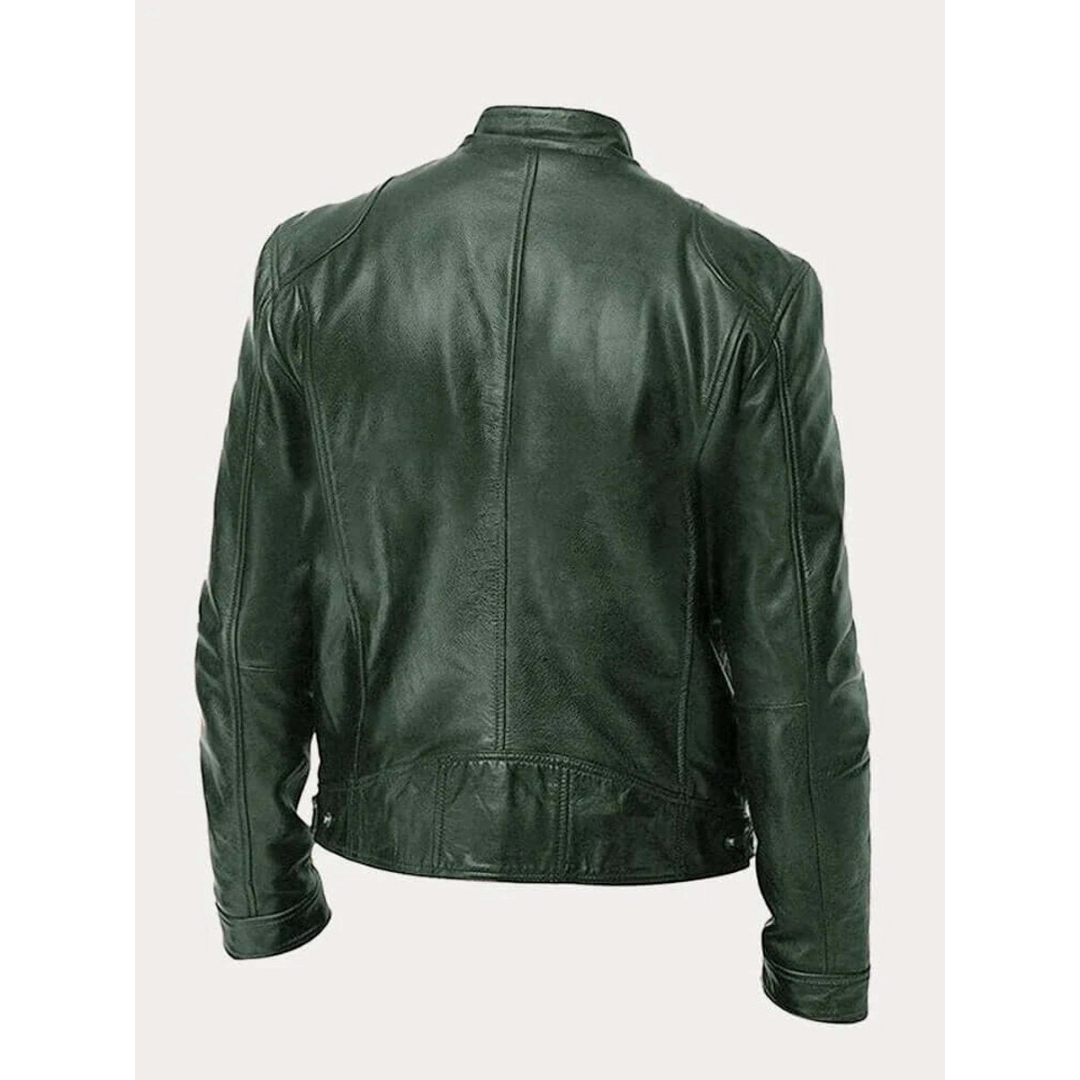 Dorian | Men's Leather Biker Jacket With Zip Pockets