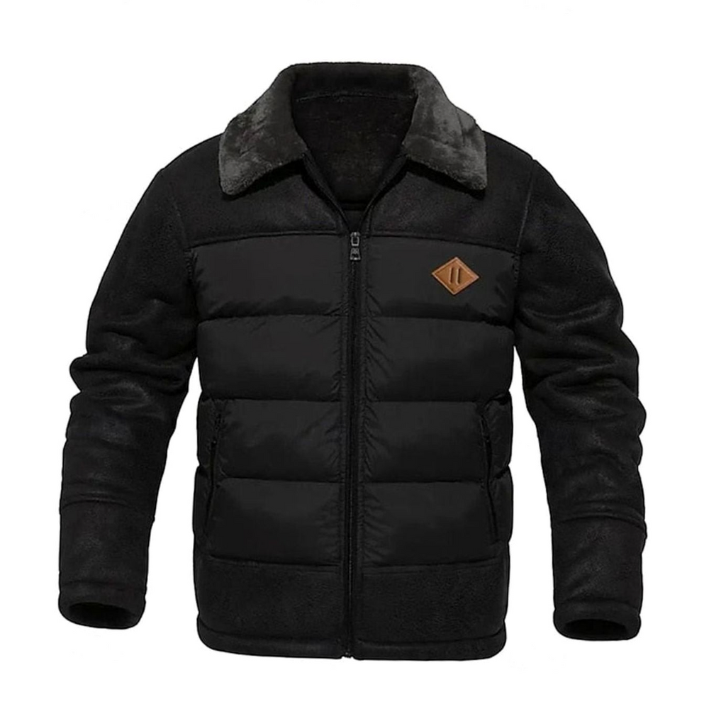 Ethan | Men's Quilted Faux Leather Sherpa-Collar Jacket