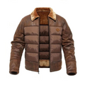 Ethan | Men's Quilted Faux Leather Sherpa-Collar Jacket