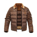 Ethan | Men's Quilted Faux Leather Sherpa-Collar Jacket