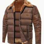 Ethan | Men's Quilted Faux Leather Sherpa-Collar Jacket