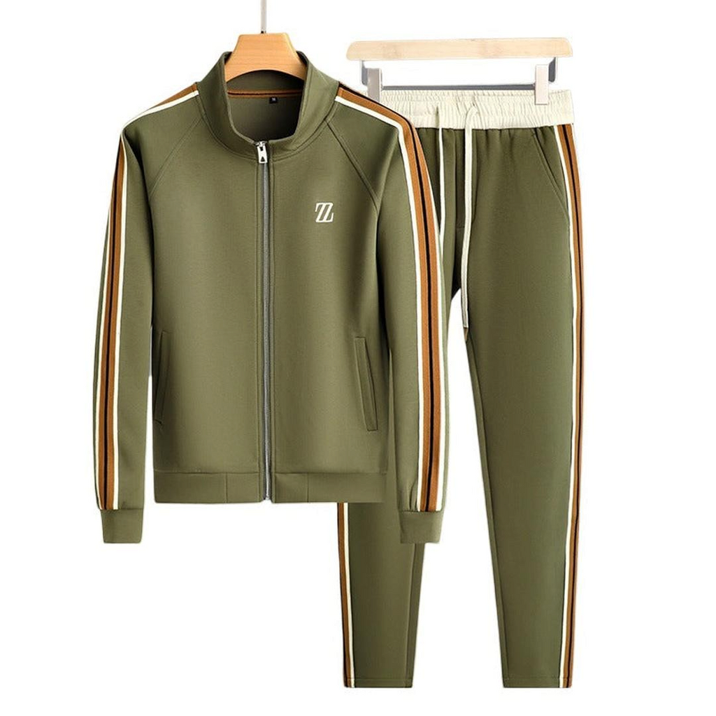 Freddie| Men's Two-Piece Zip-Front Tracksuit Set Contrast Stripe