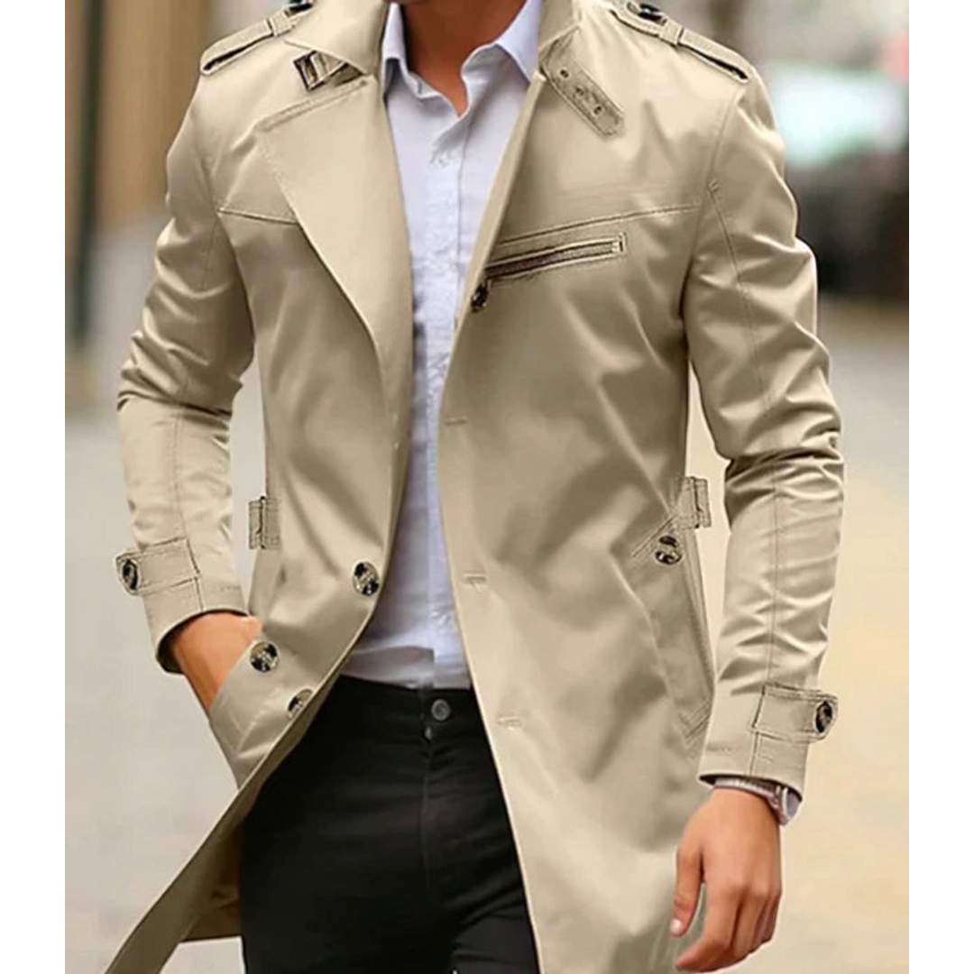 Frederick | Men's Slim-Fit Button Front Trench Coat