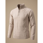 George | Men's Cable-Knit Quarter-Zip Stand-Collar Sweater