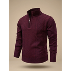 George | Men's Cable-Knit Quarter-Zip Stand-Collar Sweater