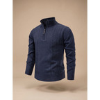 George | Men's Cable-Knit Quarter-Zip Stand-Collar Sweater
