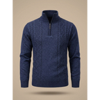 George | Men's Cable-Knit Quarter-Zip Stand-Collar Sweater