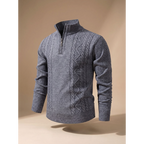 George | Men's Cable-Knit Quarter-Zip Stand-Collar Sweater