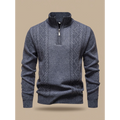 George | Men's Cable-Knit Quarter-Zip Stand-Collar Sweater