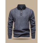 George | Men's Cable-Knit Quarter-Zip Stand-Collar Sweater