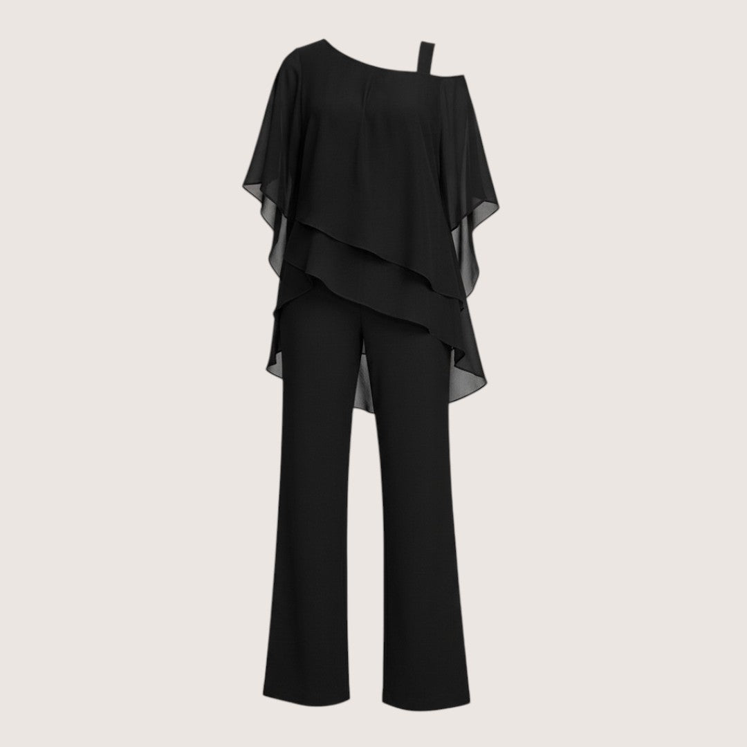 Elara | Women’s Two-Piece Chiffon Top and Wide Leg Pants Set